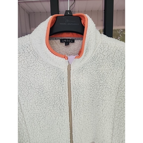 Zelos Sherpa Full Zip Jacket, Size M, Ivory, Super Soft & Cozy Comfy - Picture 2 of 6